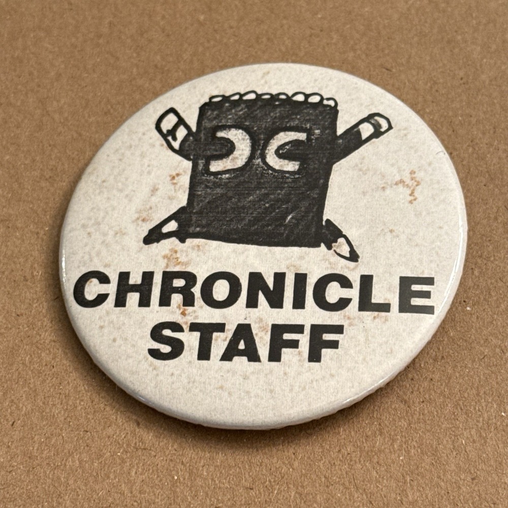 Chronicle Staff Newspaper Vintage Pinback Button Pin Round Circle